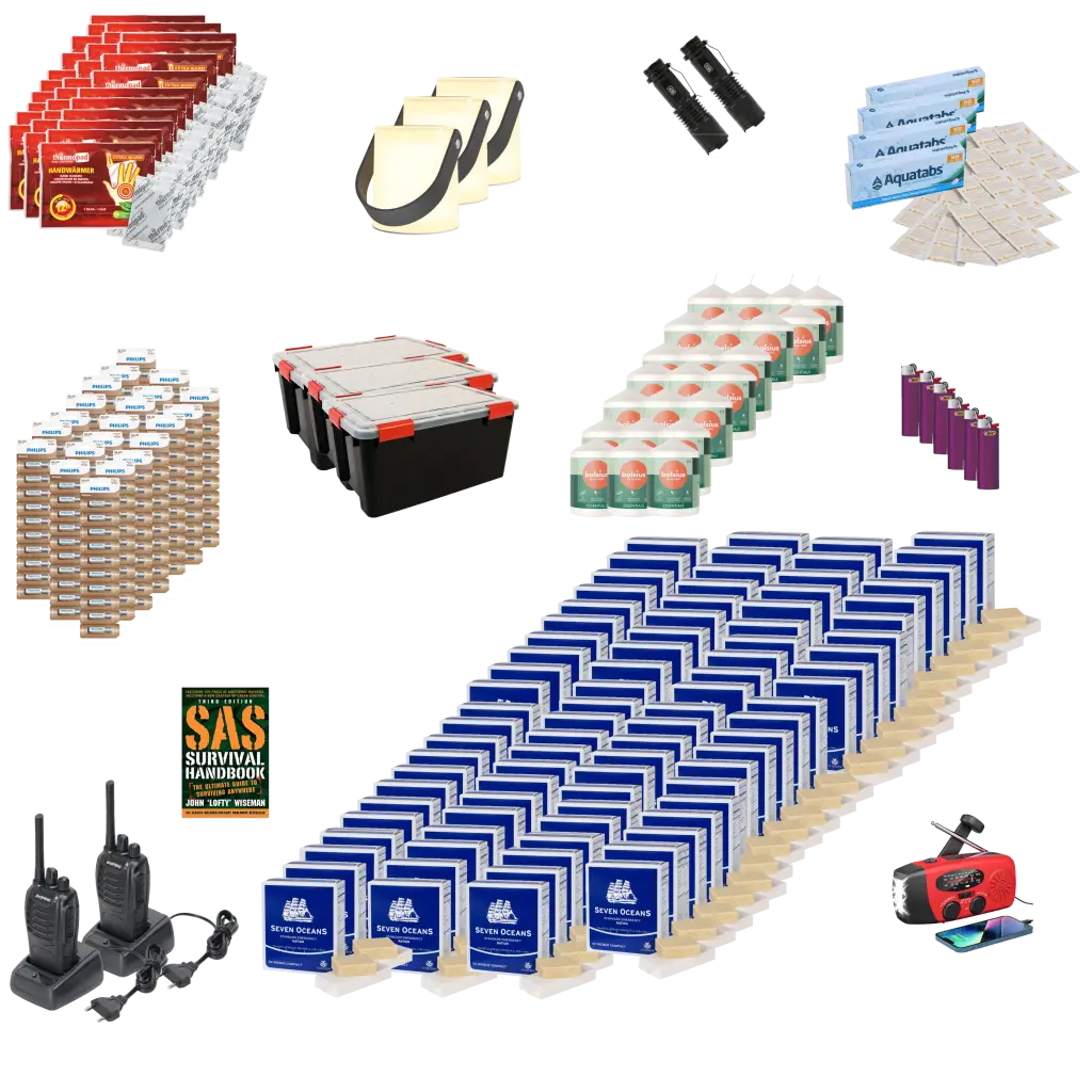 3-persoons Blackout Pack voor 30 dagen (incl. walkie talkies) - noodpakket