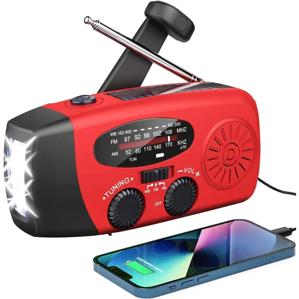 Noodradio zonne-radio noodhandslinger zelfaangedreven AM/FM zonne-weerradio met led-zaklamp WB-radio