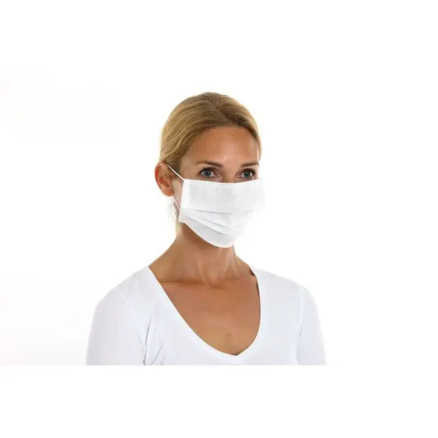 PP non-woven mondkapje/mondmasker 3-laags wit (50 stuks)