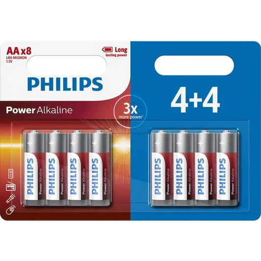 Philips Power Alkaline AA Batterij 8 Stuks - Energie en Elektronica