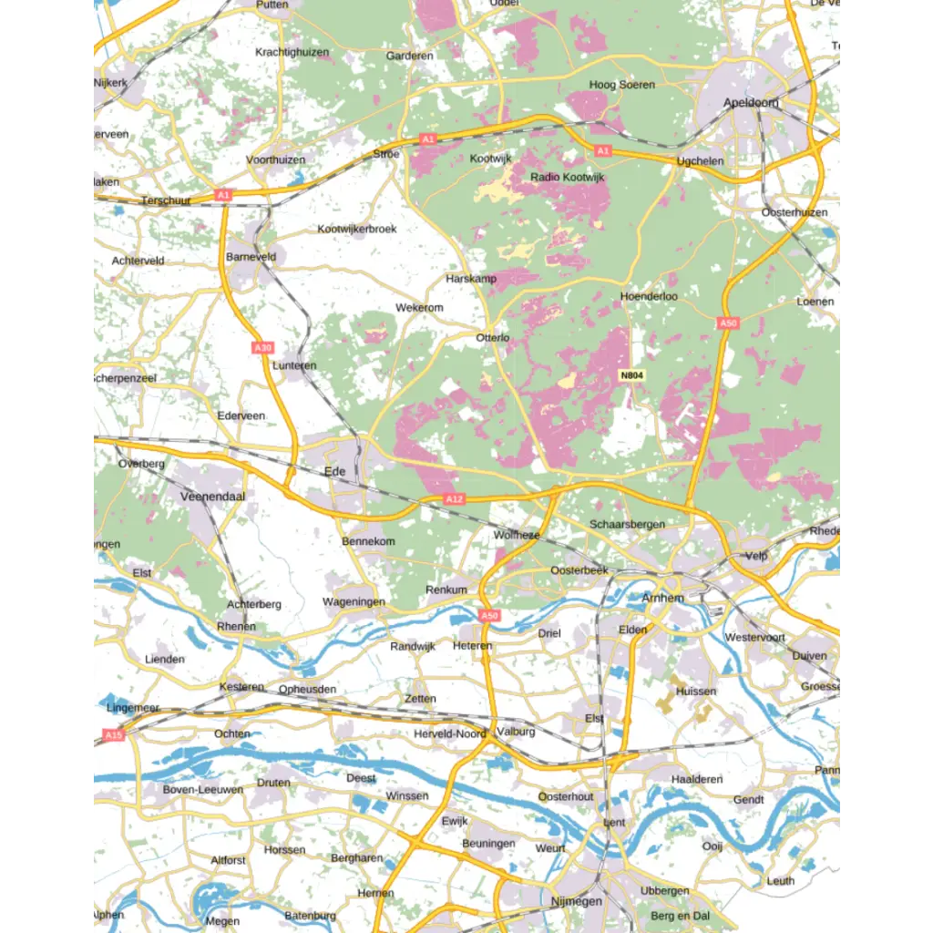 Topografische kaart 1:100.000 - 19 Arnhem kaarten